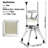 Commercial Vegetable Fruit Chopper 1/4" Blade Heavy Duty Professional Food Dicer Kattex French Fry Cutter Onion Slicer Stainless Steel for Tomato Peppers Potato Mushroom